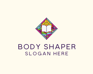 Religious Book Stained Glass logo design