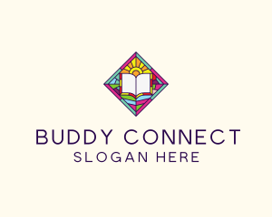 Religious Book Stained Glass logo design