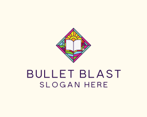 Religious Book Stained Glass logo design