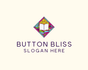 Religious Book Stained Glass logo design