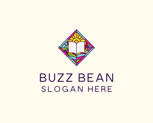 Religious Book Stained Glass logo design