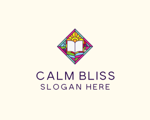 Religious Book Stained Glass logo design