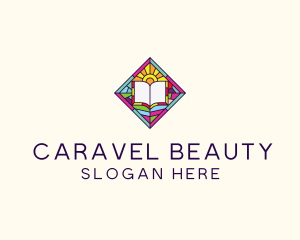 Religious Book Stained Glass logo design