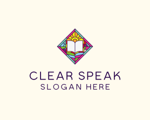 Religious Book Stained Glass logo design