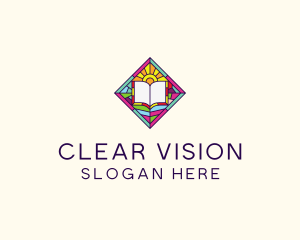 Religious Book Stained Glass logo design