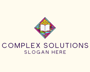 Religious Book Stained Glass logo design