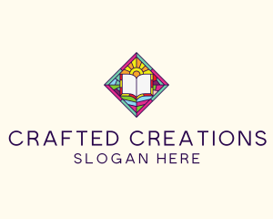 Religious Book Stained Glass logo design