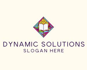 Religious Book Stained Glass logo design