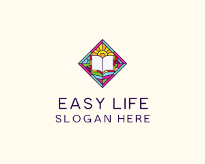 Religious Book Stained Glass logo design