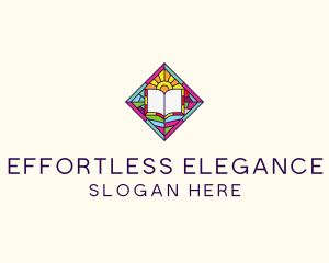 Religious Book Stained Glass logo design