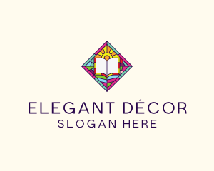 Religious Book Stained Glass logo design