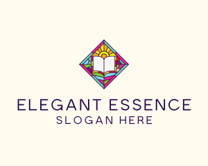 Religious Book Stained Glass logo design