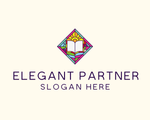 Religious Book Stained Glass logo design