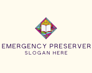 Religious Book Stained Glass logo design