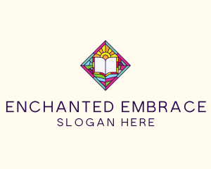 Religious Book Stained Glass logo design