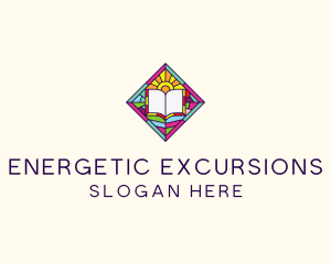 Religious Book Stained Glass logo design