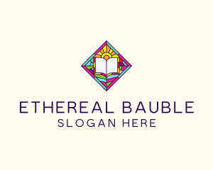 Religious Book Stained Glass logo design