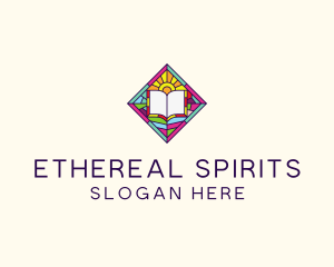 Religious Book Stained Glass logo design