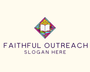 Religious Book Stained Glass logo design