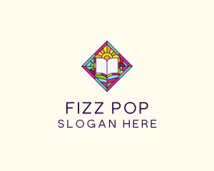 Religious Book Stained Glass logo design