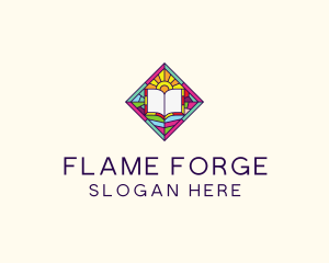 Religious Book Stained Glass logo design