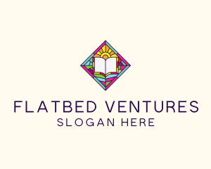 Religious Book Stained Glass logo design