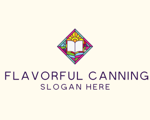 Religious Book Stained Glass logo design