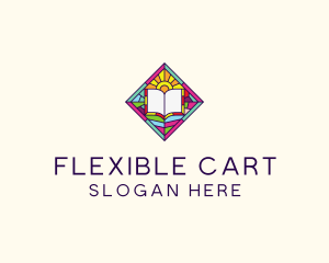 Religious Book Stained Glass logo design