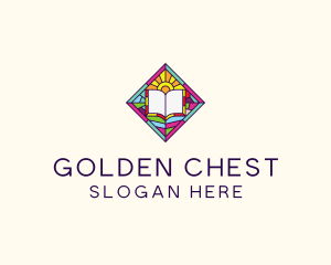 Religious Book Stained Glass logo design