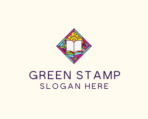 Religious Book Stained Glass logo design