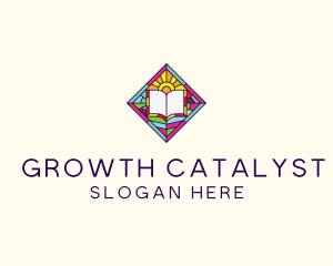 Religious Book Stained Glass logo design