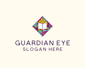 Religious Book Stained Glass logo design