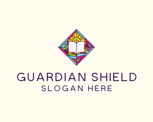 Religious Book Stained Glass logo design