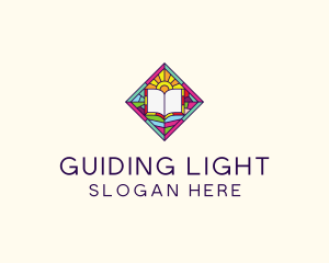 Religious Book Stained Glass logo design