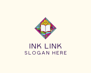 Religious Book Stained Glass logo design