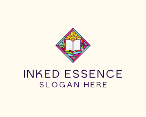 Religious Book Stained Glass logo design