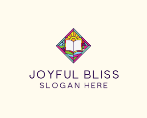 Religious Book Stained Glass logo design