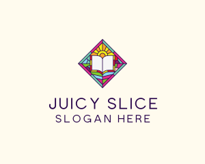 Religious Book Stained Glass logo design