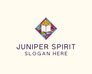 Religious Book Stained Glass logo design