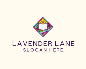 Religious Book Stained Glass logo design