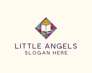 Religious Book Stained Glass logo design