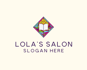 Religious Book Stained Glass logo design