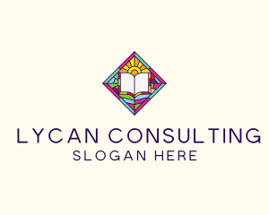 Religious Book Stained Glass logo design