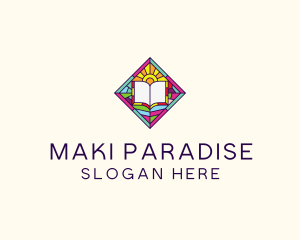 Religious Book Stained Glass logo design