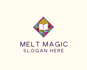 Religious Book Stained Glass logo design