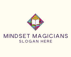 Religious Book Stained Glass logo design