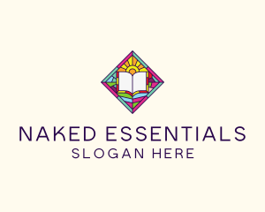 Religious Book Stained Glass logo design