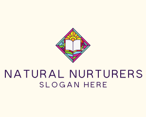 Religious Book Stained Glass logo design