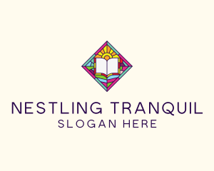 Religious Book Stained Glass logo design