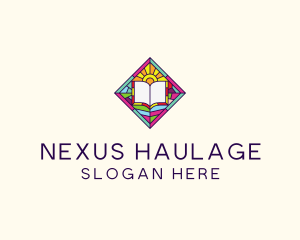 Religious Book Stained Glass logo design